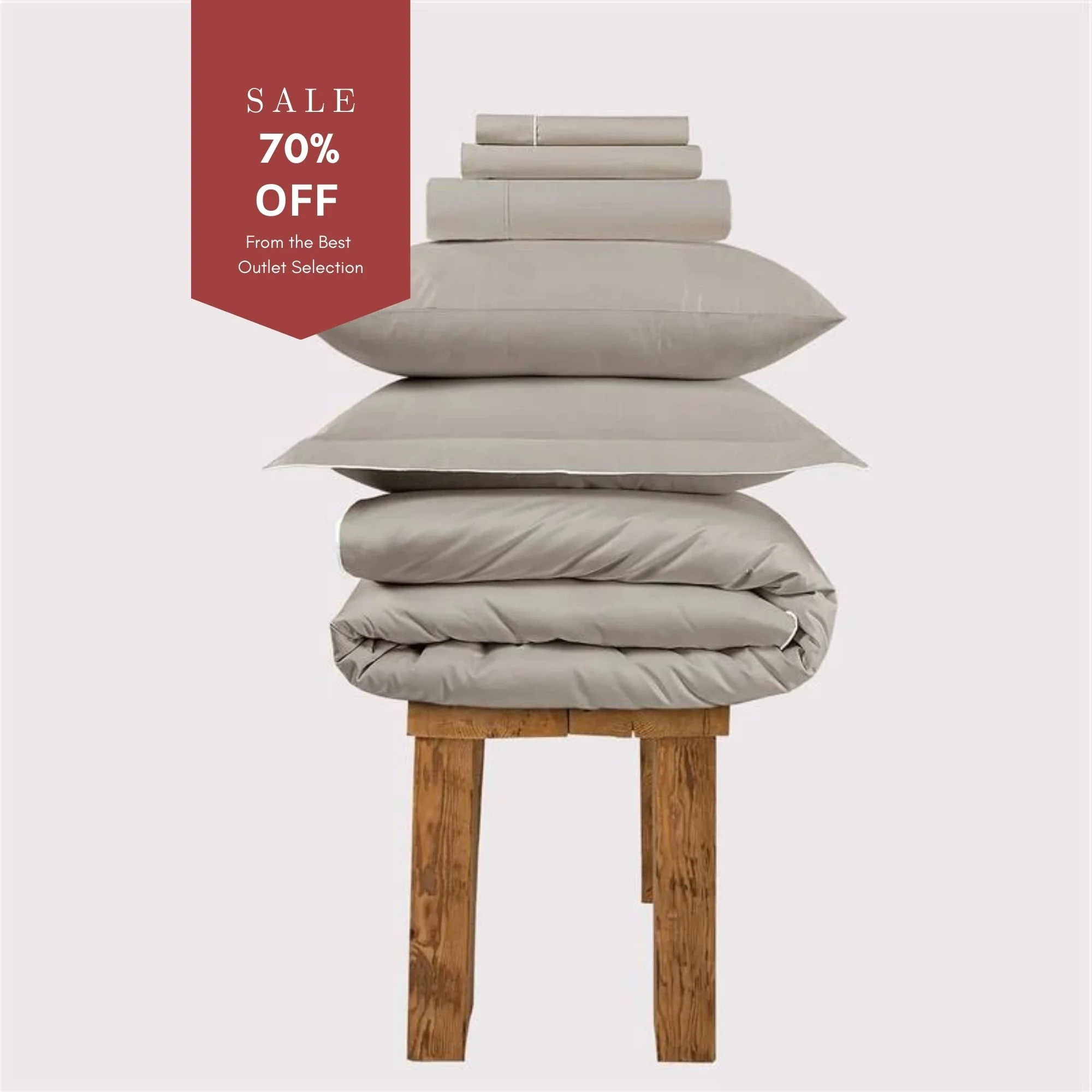 300 Thread Count Percale Viscount of Bliss Bedding Set - Simply Taupe with Brilliant White Accent