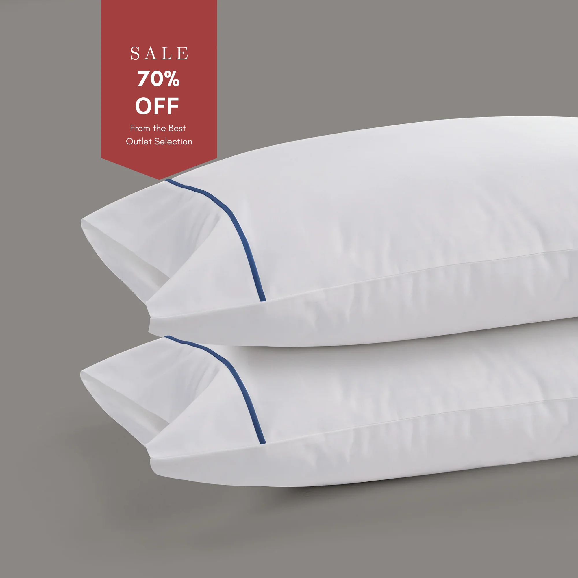 800 Thread Count Pair (2 Pillowcases) of Egyptian Cotton Cedarhurst Lux Buttery Smooth Pillowcases - Navy