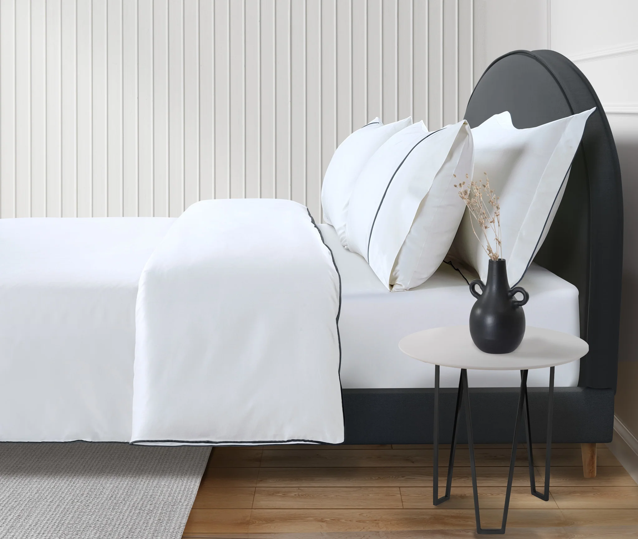 800 Thread Count Egyptian Cotton Duke of Bliss Lux Buttery Smooth Duvet Cover - Graphite Grey Accent - Image 2