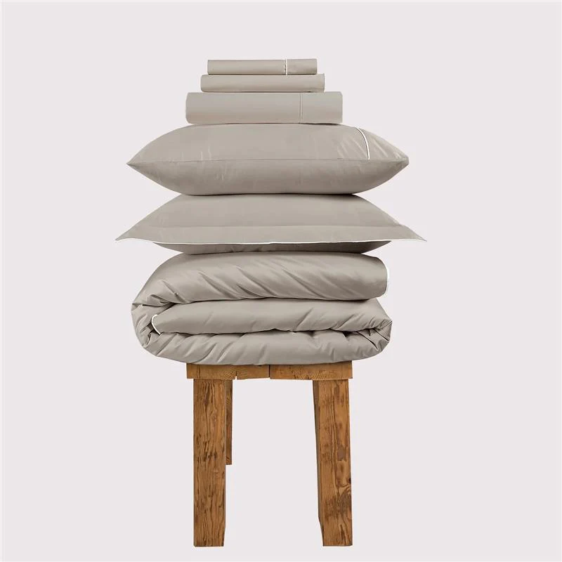 800 Thread Count Egyptian Cotton Duke of Bliss LUXE Bedding Set - Simply Taupe with White Accent
