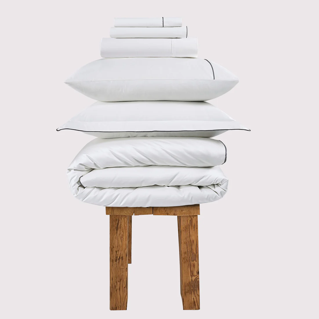 800 Thread Count Egyptian Cotton Duke of Bliss LUXE White Bedding Set - Graphite Grey Accent - Image 7