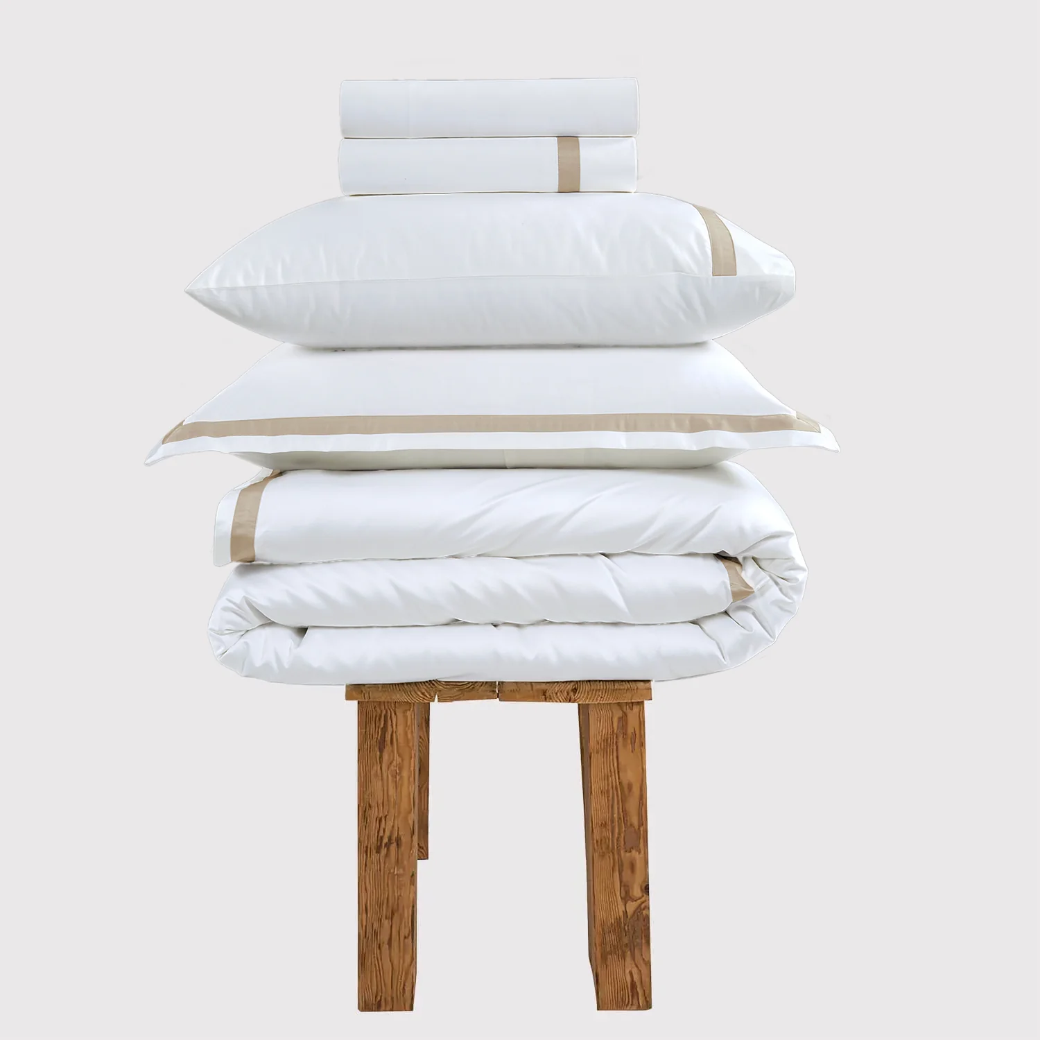 800 Thread Count Egyptian Cotton Heiress Bedding Set - White and Bone
