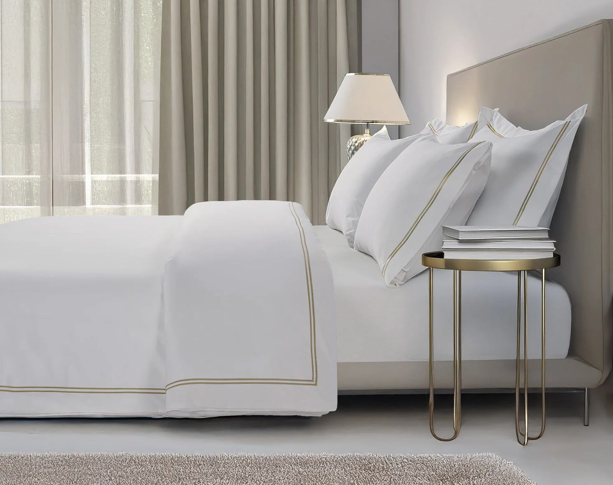 800 Thread Count Egyptian Cotton Margaret LUXE Bedding Set - Bone - Image 2