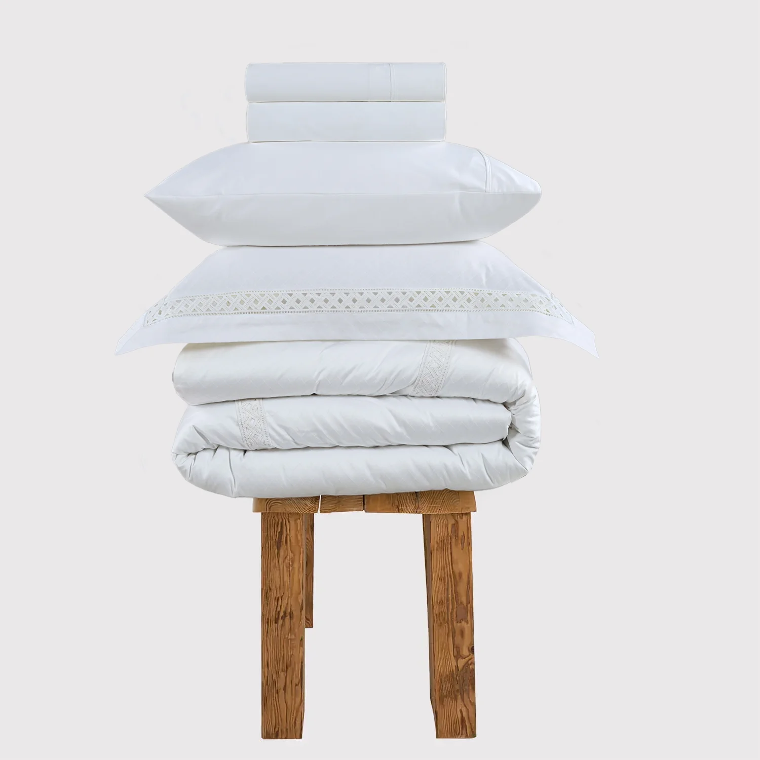 800 Thread Count Egyptian Cotton Imperial Lace Bedding Set - White