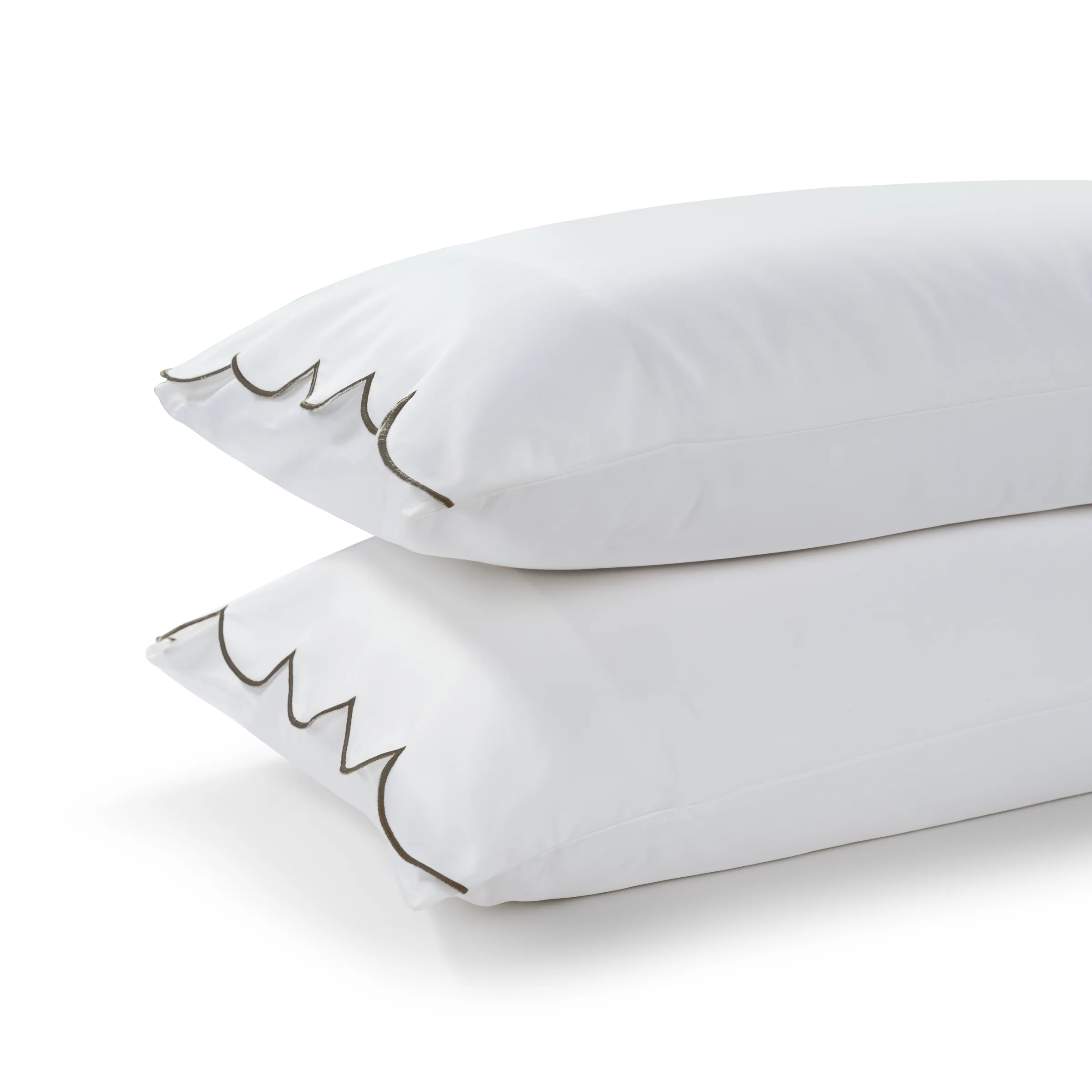 800 Thread Count Egyptian Cotton Sophie Bedding Set - Brilliant White and Olive Green - Image 6