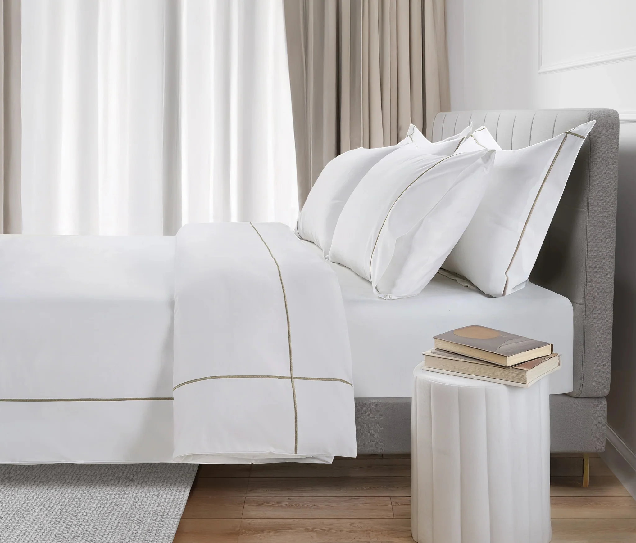 800 Thread Count Egyptian Cotton Kensington Lux Buttery Smooth Duvet Cover - Simply Taupe - Image 2