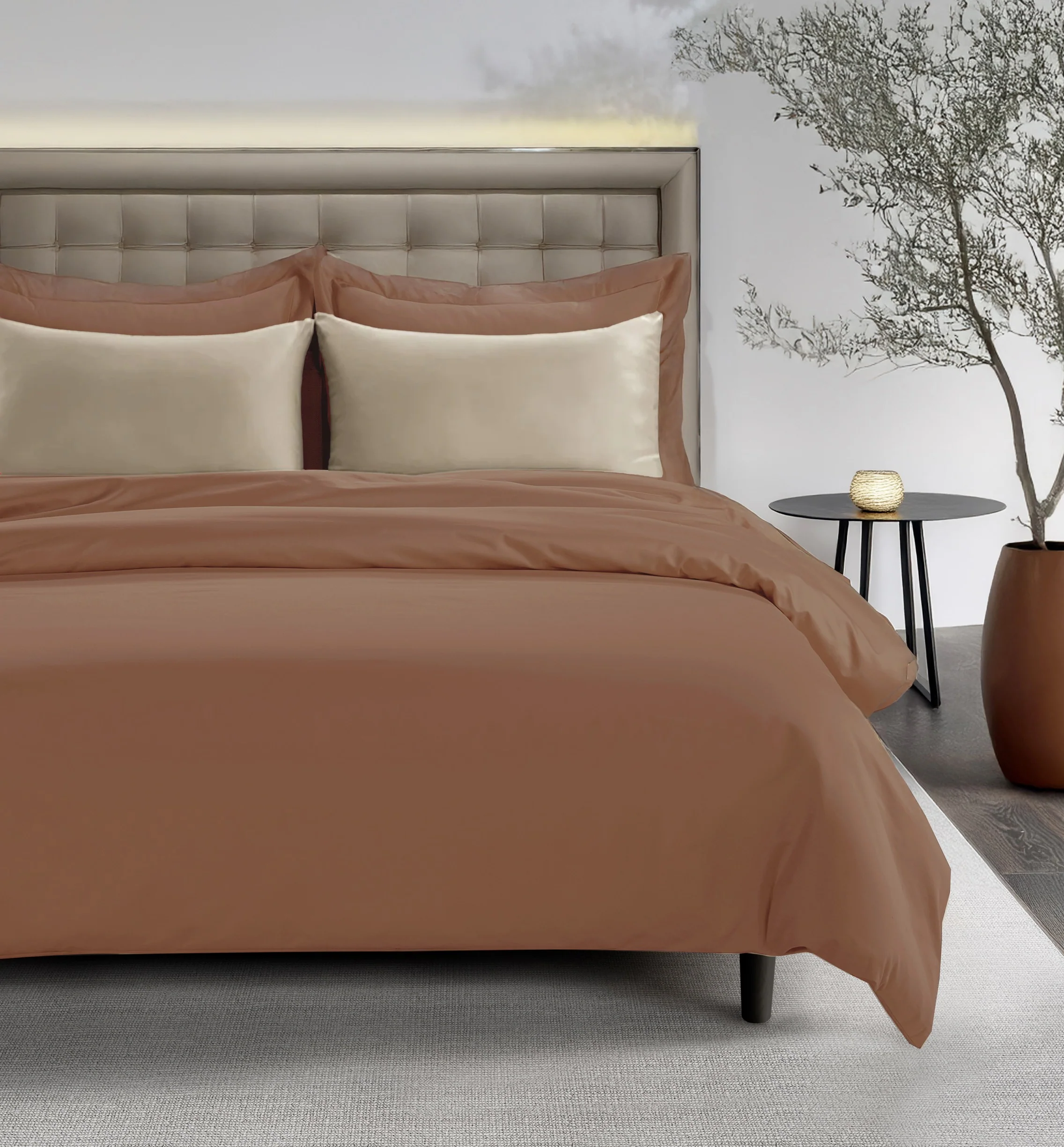 All Season Egyptian Giza Bedding Set - Mocha & Bone - Image 2