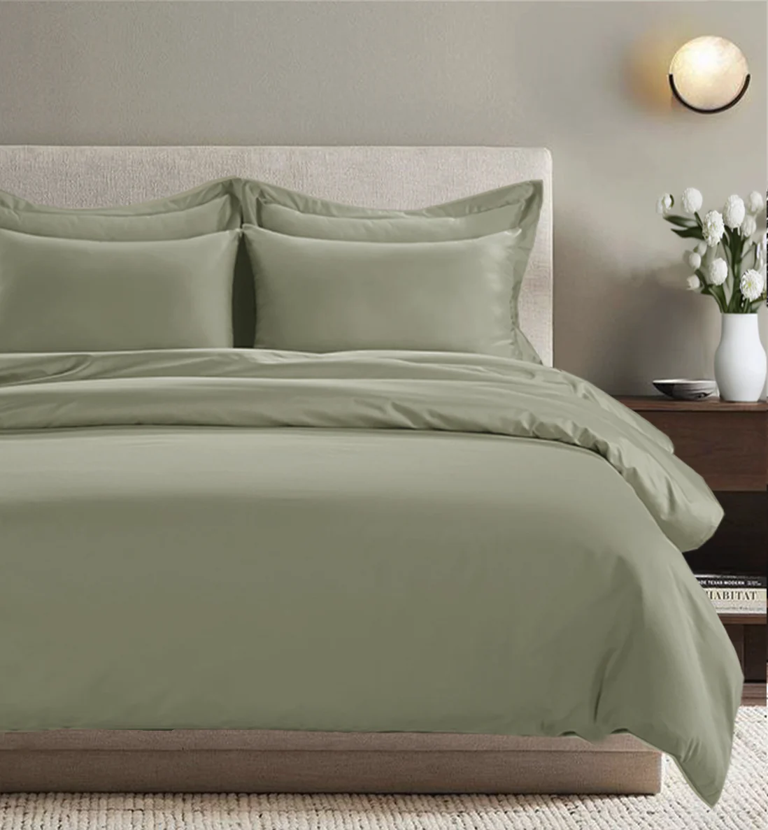 All Season Egyptian Giza Duvet Cover - Sage