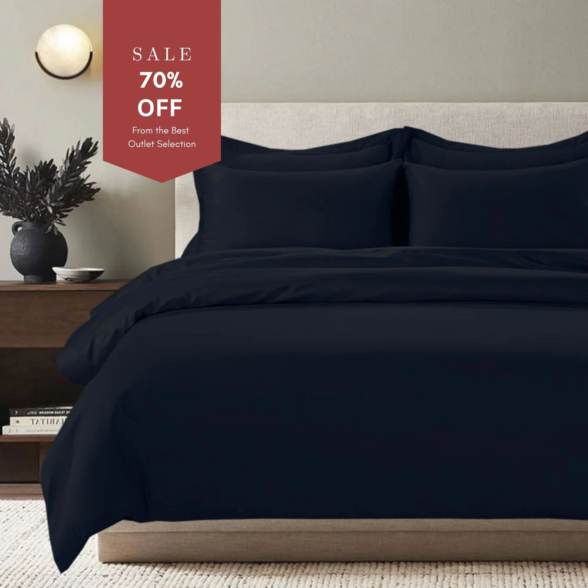 All Season Egyptian Giza Duvet Cover - Navy