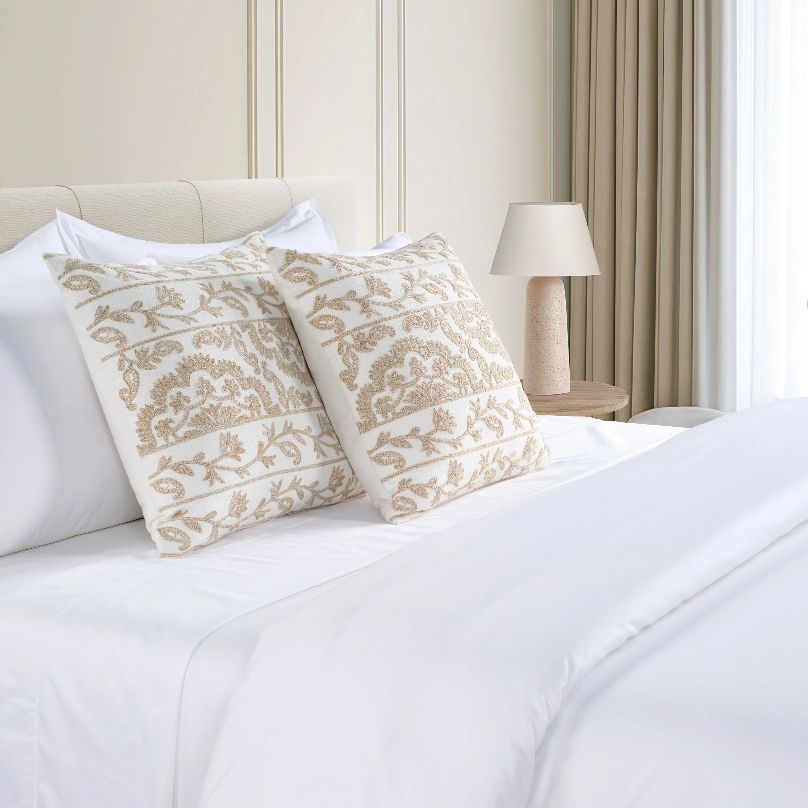 Heather Cushion - 1 Pair White/Natural (2 Cushions) - Image 2